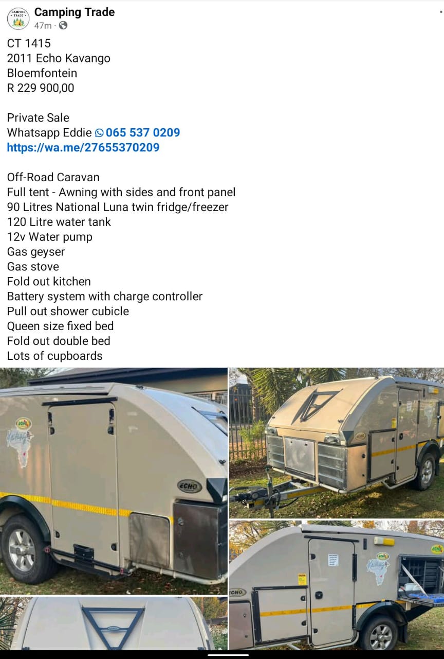 SOLD 2011 Echo Kavango Off Road Caravan (CT 1415)