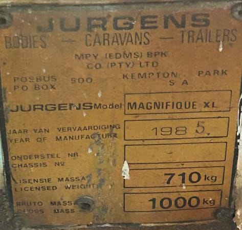 SOLD 1985 Jurgens Magnifique XL Caravan (CT 1398)