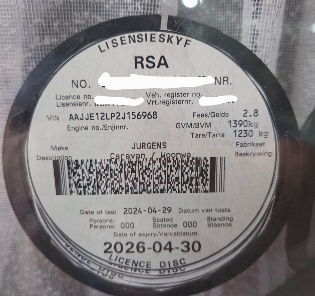 SOLD 2003 Jurgens Palma Caravan (CT 1475)