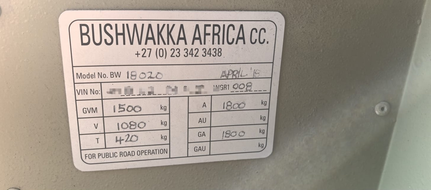 2018 Bushwakka Weekender Off Road Camping Trailer (CT 1633)